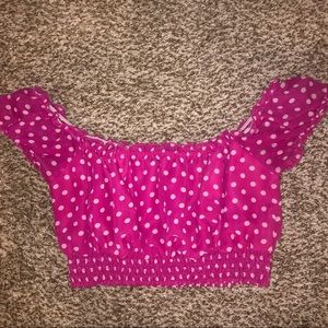 Pink & White Polka Dot Crop Top